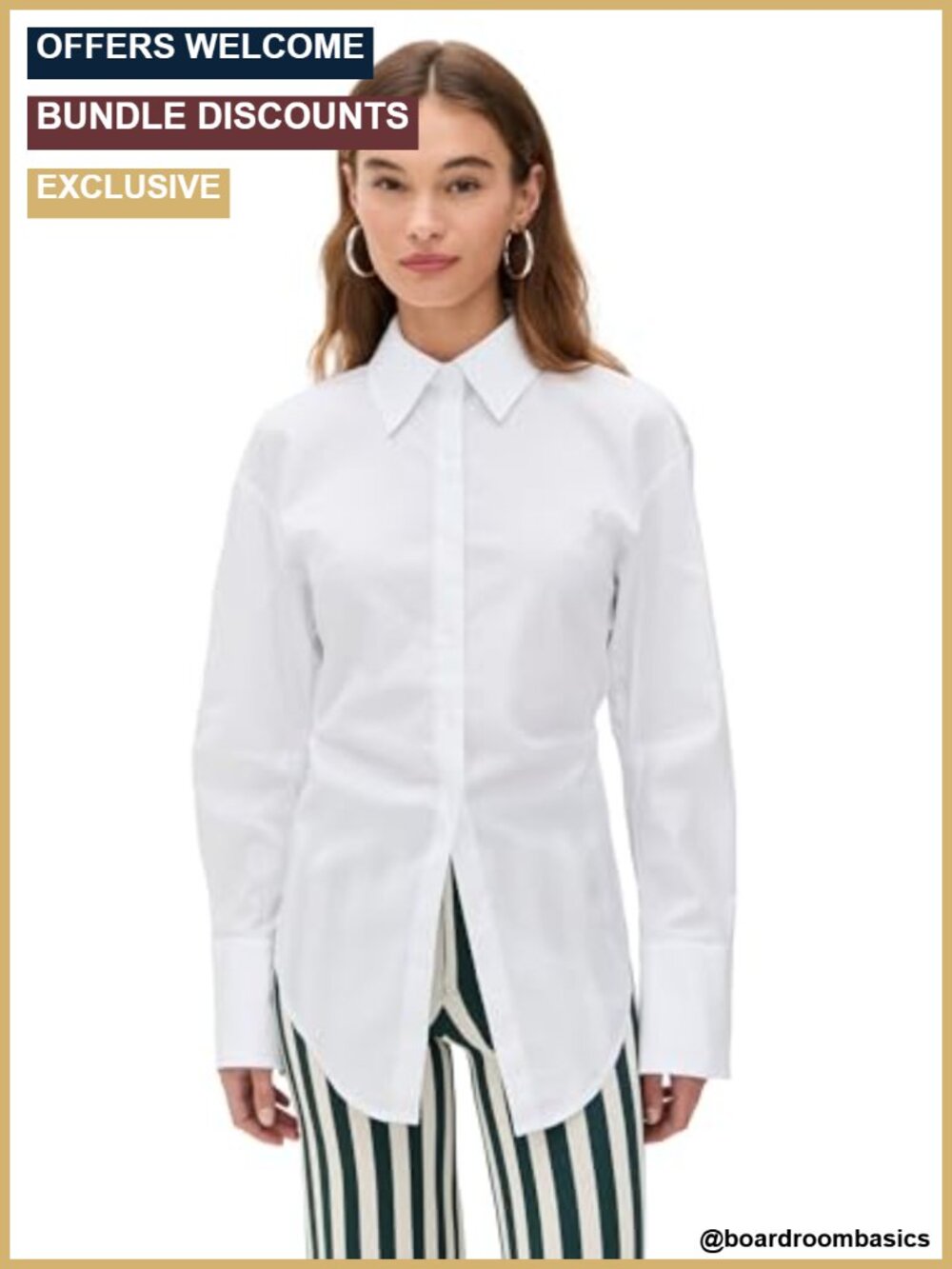 Women's Cotton Blend Long Sleeve Button Up Shirt Poplin Top